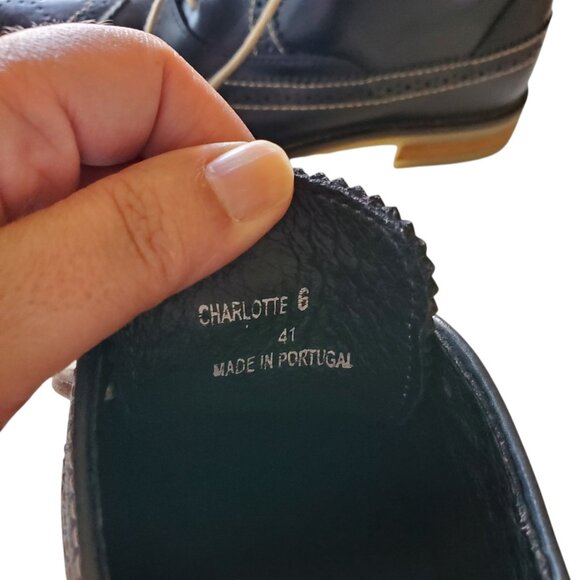 Swear Charlotte 6 made in Portugal Leather Ankle Boot Navy Blue Wing Tip Size 41 - Picture 11 of 11